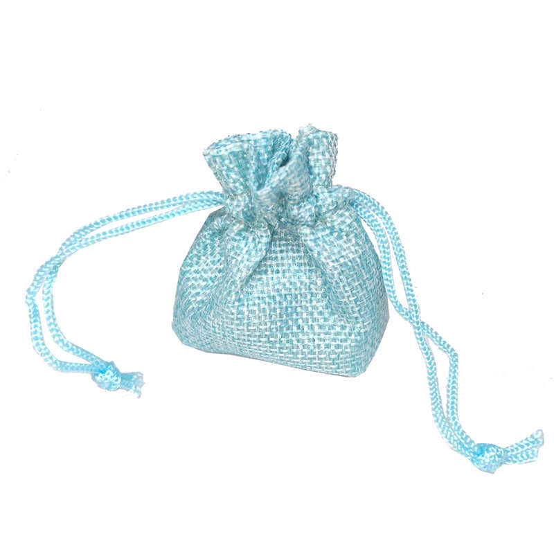 Hessian drawstring bag, Small, 70x90mm, Lake Blue