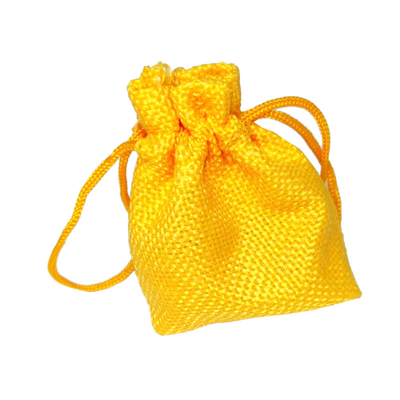 50ea Hessian drawstring bag, Small, 70x90mm, Bright Yellow