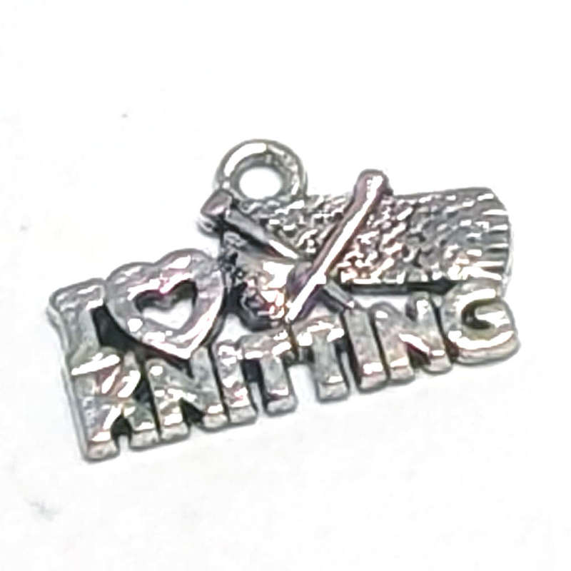 Charm, 8 identical -I Love Knitting- charms