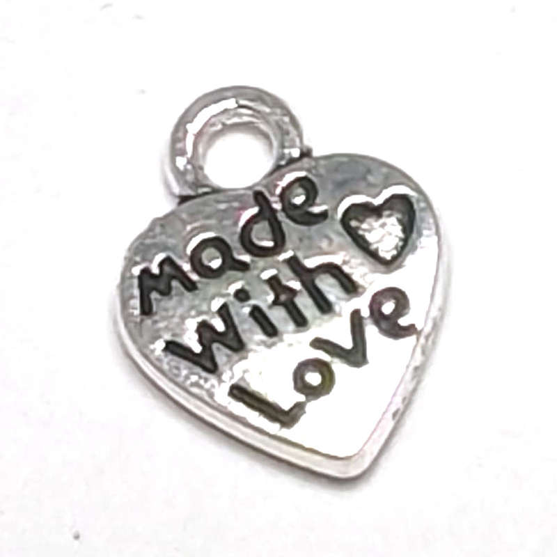 Charm, 15 identical hearts inscribed with -made with love-