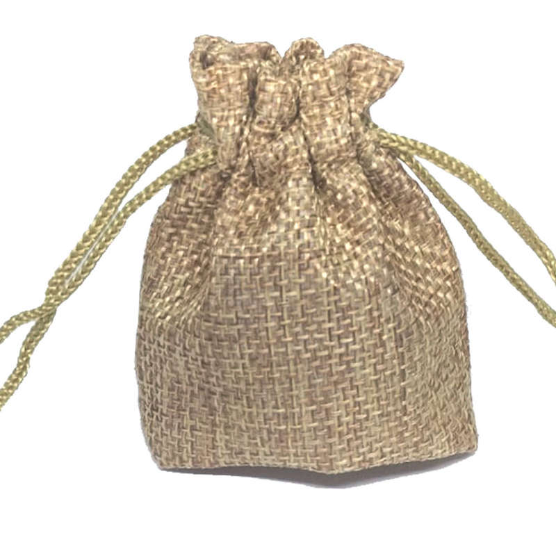 10ea Hessian drawstring bag, 100x140mm, Earth Yellow