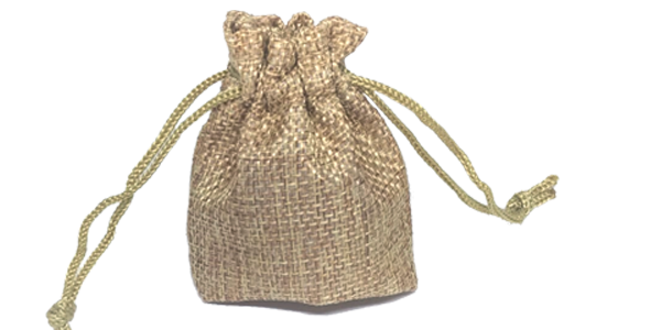 10ea Hessian drawstring bag, 100x140mm, Earth Yellow