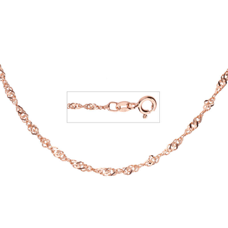 Silver Rose Gold Plated Singapore Chain (2.2mm) 50 cm