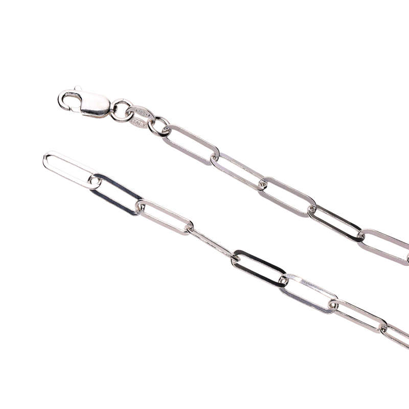 Silver Paperclip Bracelet chain(3.8mm)50cm
