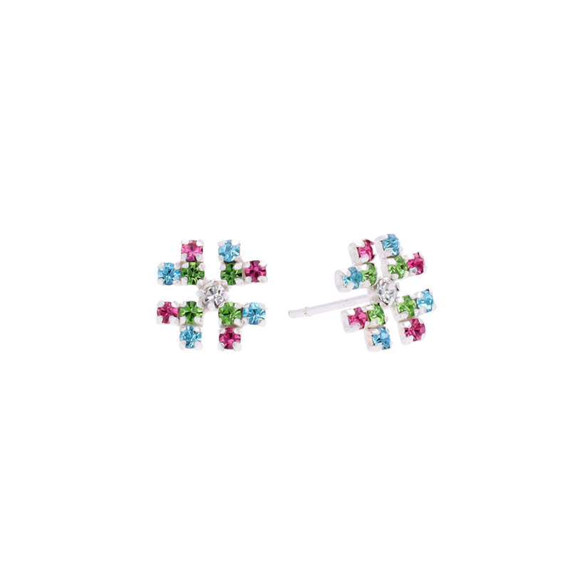 Sterling Silver Crystal Snowflake Stud