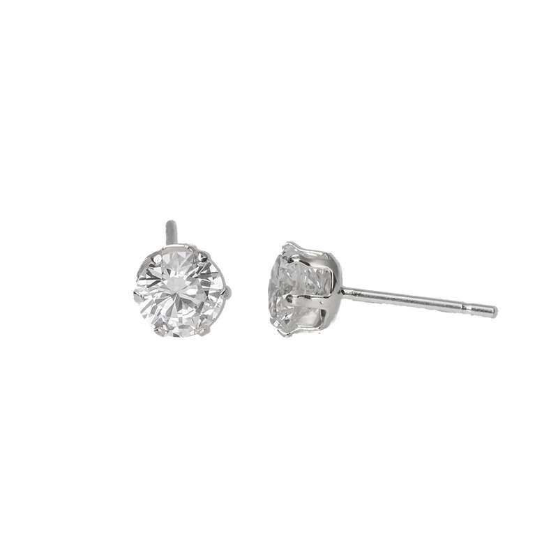 Sterling Silver Round Cubic Zirconia Studs (5mm)