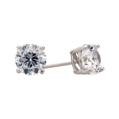 Silver Cubic Zirconia Stud Earrings 5mm