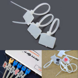 White Nylon Zip Cable Tie Label Strap Strip With Marking Tag 3X100mm(50 pack)