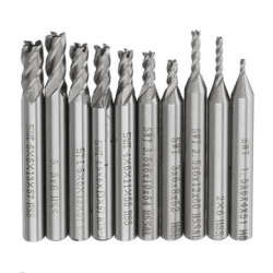 Drillpro 10pcs 1.5-6mm HSS 4 Flute End Mill Cutter 6mm Straight Shank CNC Drill Bit Set