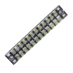 Dual 15A 600V 12 Position Screw Terminal Strip Covered