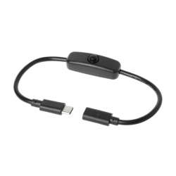 3A Raspberry Pi4 Power Cable USB-C Female to USB Type C Male with Switch Black