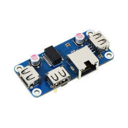 Ethernet / USB HUB HAT (B) for Raspberry Pi Series, 1x RJ45, 3x USB 2.0