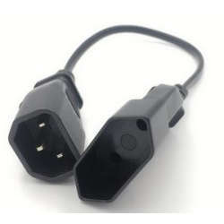 IEC 320 C14 Male Plug to European 2Pin Female Power Cable 300mm