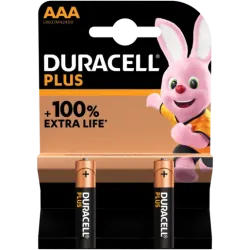 Duracell plus alkaline AAA batteries - 2 pack
