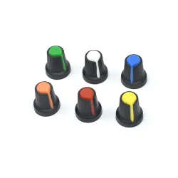 6mm Shaft Hole Plastic Potentiometer Knob - colours vary ( pack of 6 )