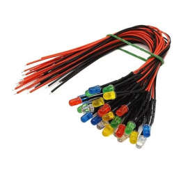 10 units 20cm Wired 5mm LEDs DC 3V Yellow
