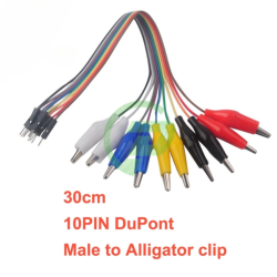 30cm 10 Pin Male to crocodile clip jumpers
