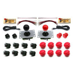 Arcade Kit DIY Replacement Parts USB Encoder to PC Joystick and Buttons 2 player red/black