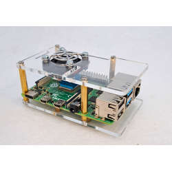 Acrylic open GPIO Case with fan, grill and flared heatsink for Raspberry Pi 3/4/5