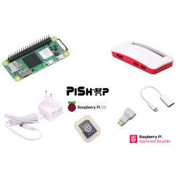 Raspberry Pi Zero 2 WH Red/White Essentials Kit (pre-soldered header)