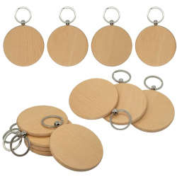 Consumable Keyring Kit Round Wooden - Pack of 10 (To go with Laser Etcher )