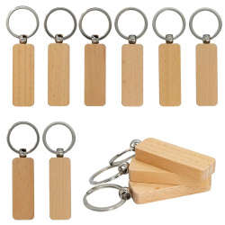 Consumable Keyring Kit Rectangle Wooden - Pack of 10 (To go with Laser Etcher )