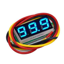 DC 4.5-30V powered, 0-100V measure 3 Wire LED Voltmeter 0.28 inch display - blue