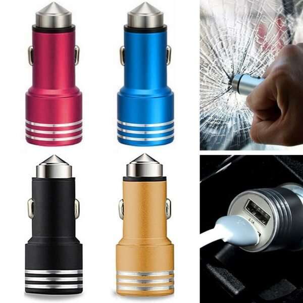 Dual Port Car Charger with Hammer
