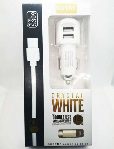 18W IPhone Lightning Dual Port USB Car Charger - S309
