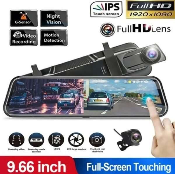 Full Screen Car Dash Camera - Touch Screen D - 9.66 Inch Screen