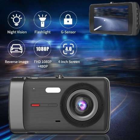 4.0 inch 1080p Dash Cam With Rear View Camera