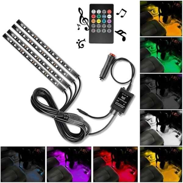 RGB LED Car Interior Ambient Lights - Music Control Multiple Modes