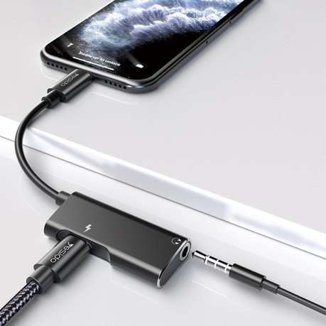 2-in-1 IP Male to 3.5mm + IP Female AdapterUse for: charging, music