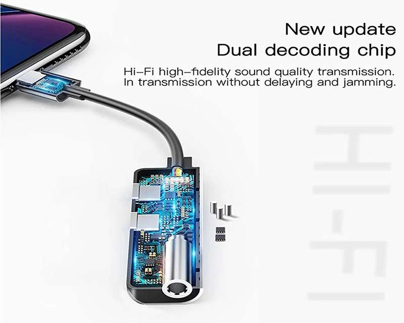 2-in-1 IP Male to 3.5mm + IP Female AdapterUse for: charging, music