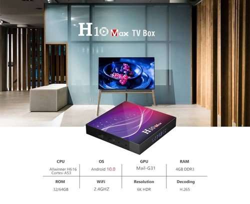 H10 MAX Android 10.0 Allwinner H616 6K TV Box Airplay 4GB/64GB