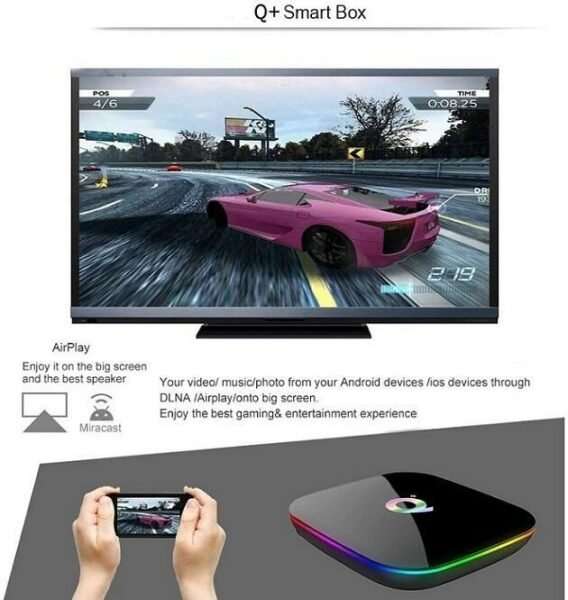 Q Plus 3D Android Smart TV Box 4GB + 64GB 8K HUD CPU 4 Core Wifi 2.4g