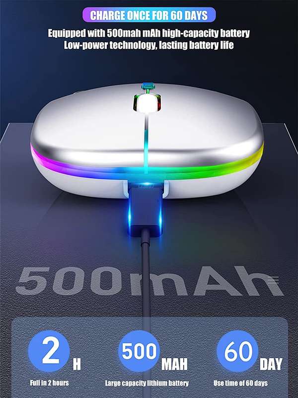 USB Rechargeable RGB 2.4Ghz Wireless Ergonomic Slim Mouse - CLA100