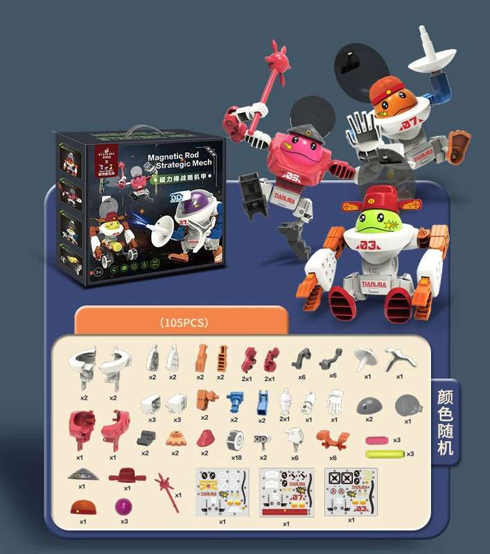 3 in 1 DIY magnet building 3D magnetic stick toy set educational kids build magnetic rod strategi...