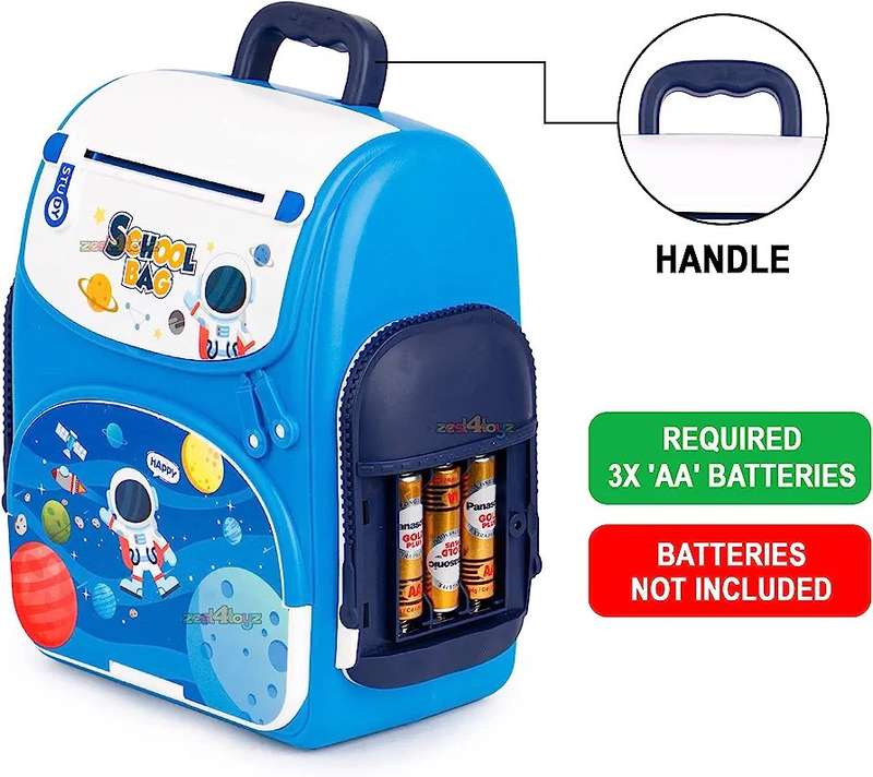Kid's ATM Piggy Bank Money Saving Bank for Real Money Cash Coin School Bag
