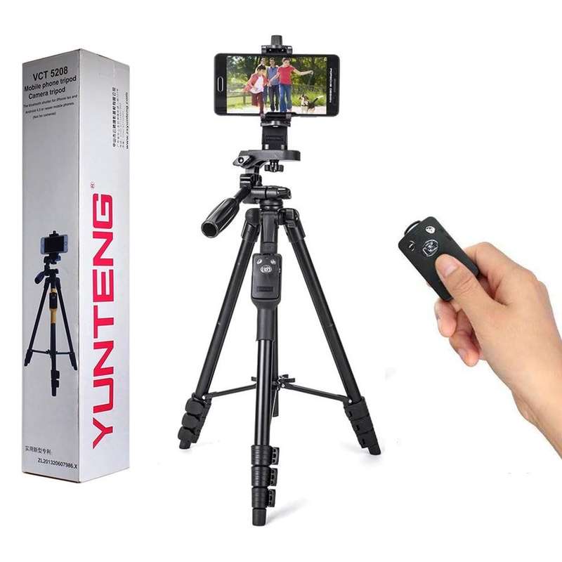 Mobile Phone & SLR Camera Tripod -YUNTENG VCT-5208 with Bluetooth Remote Control