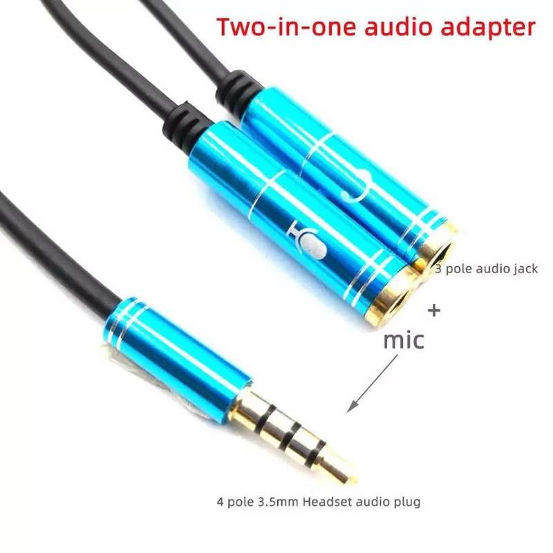 Y Splitter Extension Cable -Male Jack &amp; 2 Female Jack - Microphone - Headset