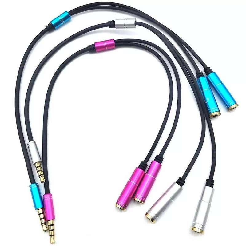 Y Splitter Extension Cable -Male Jack &amp; 2 Female Jack - Microphone - Headset