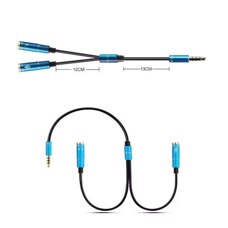 Y Splitter Extension Cable -Male Jack &amp; 2 Female Jack - Microphone - Headset