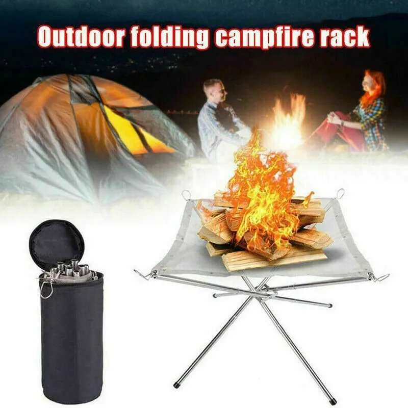 Folding Campfire Stand - Portable Fire Pit Bonfire Stand - Foldable Campfire Grill