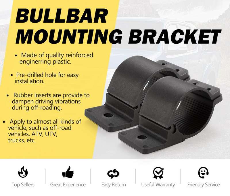 2 Light Bracket Clamp Kit - LED Car Work Fog Lamps Bull Bar Bracket