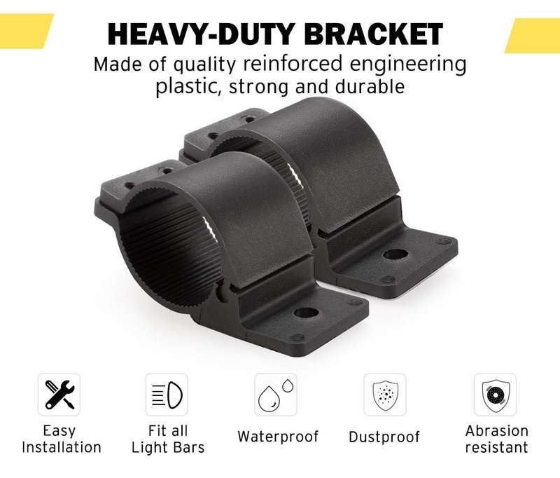 2 Light Bracket Clamp Kit - LED Car Work Fog Lamps Bull Bar Bracket