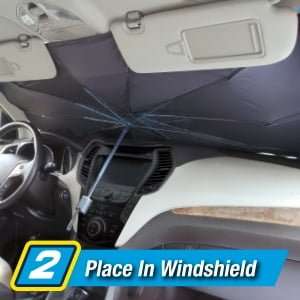 Windshield Sun Shade - Foldable Car Sunshade Umbrella - Full Block Heat UV Ray