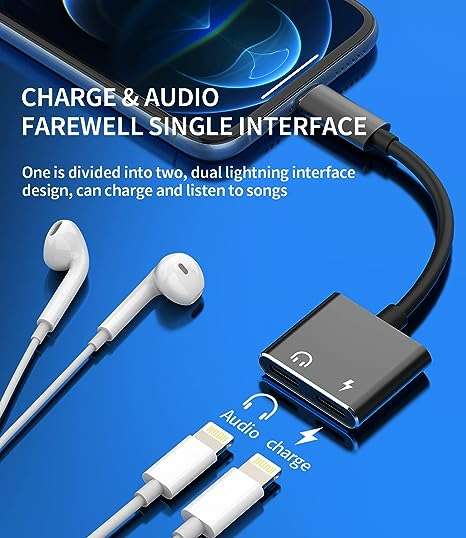 2 in1 Lightning Headphone Audio &amp; Charger Adapter Splitter - AB-S663-i