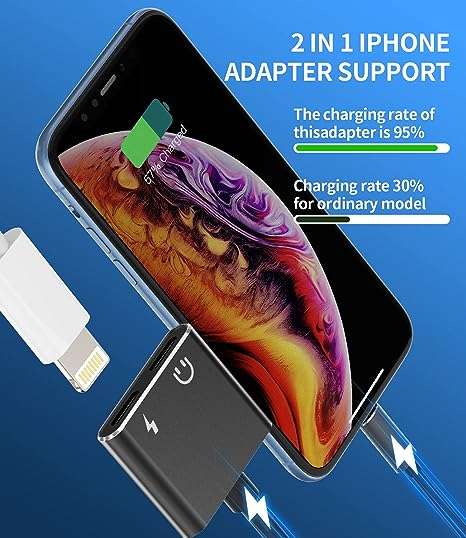 2 in1 Lightning Headphone Audio &amp; Charger Adapter Splitter - AB-S663-i