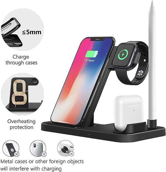 4 in 1 Qi Certified Wireless Charger for iPhone & Samsung 15w - AB-S856